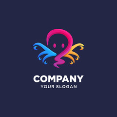 Illustration vector graphic of Octopus logo. 
full color gradation style. Design inspiration. Fit to your Business, community, etc