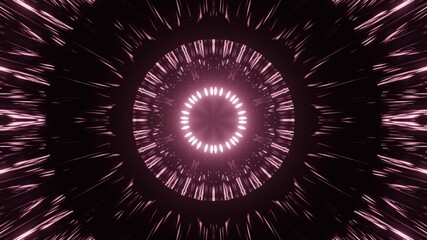 Glowing luminous round center of dark tunnel on 3d illustration