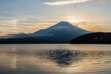 山中湖冬の夕焼け富士山