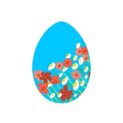 Easter egg, symbol of Easter, realistic blue color egg with floral design