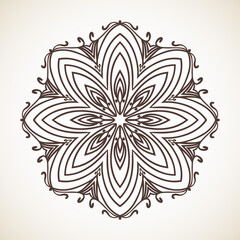 Round flower pattern, Circular ornament design element, Vector