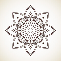 Round flower oriental pattern, Circular ornament design element, Vector