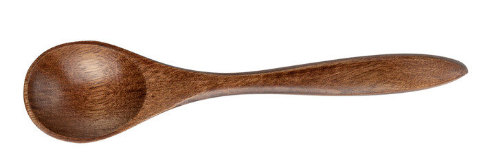 wooden decorative spoon isolated on white.Top view.