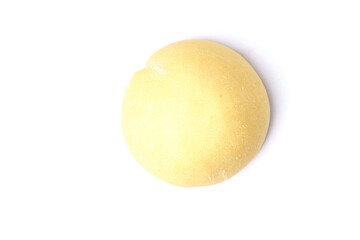 Top view of fresh raw dough isolated on white