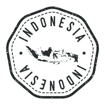 Indonesia Map Stamp Retro Postmark. Silhouette Postal Passport. Seal Round Vector Icon. Badge Vintage Postage Design.