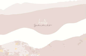 New collection Summer chic banner template, brush stroke pink beige shades and gold foil touch landscape abstract modern background.  © Anna Sokol