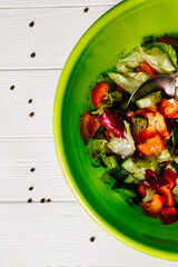 Fresh vegetable vegetarian salad, diet food, healthy food, free space