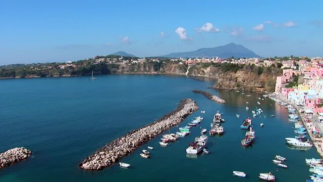 Procida Island, Corricella panoramic view to the right