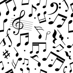 Seamless pattern of note music, vector illustration