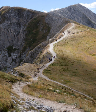 Hiking trail on Mount Aquila, Italy, in Summer 2020