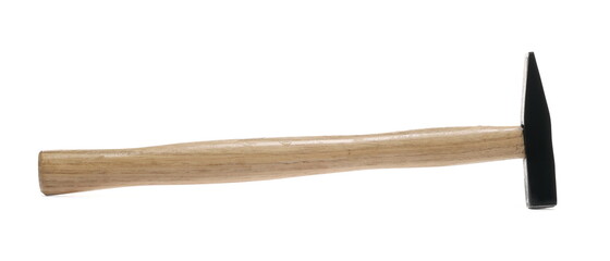 Metal hammer with wooden handle isolated on white background