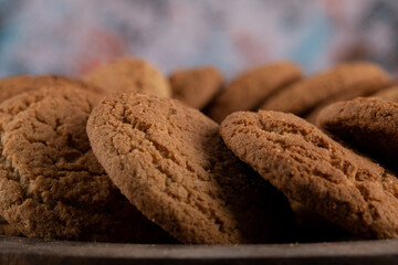 Macro photo of fresh homemade cookies