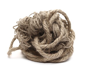 Rope, strings tied knot isolated on white background and texture