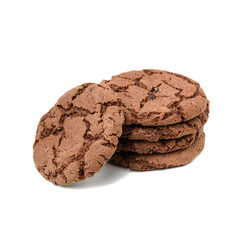 round biscuit chocolate chip cookie isolated on white background