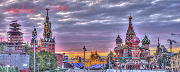 Moscow, Red Square at dusk, HDR Image - obrazy, fototapety, plakaty