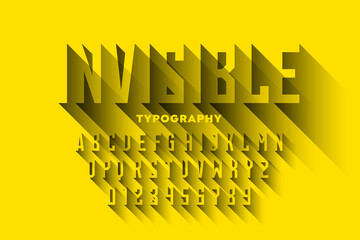 Invisible style font, typography design, alphabet letters and numbers © piai