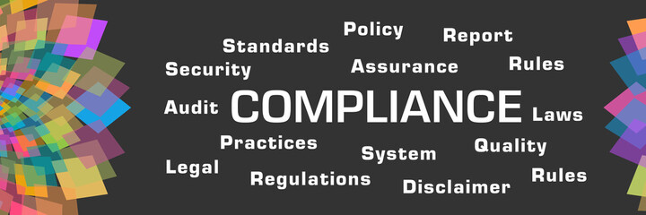 Compliance Word Cloud Dark Colorful Floral Left Right
