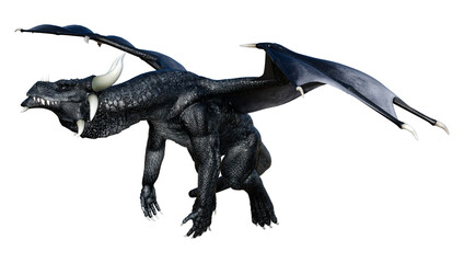 3D Rendering Fairy Tale Dragon on White