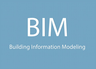 BIM Building Information Modeling text on grid background- vector illustration