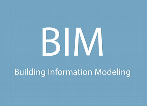 BIM Building Information Modeling text on grid background- vector illustration