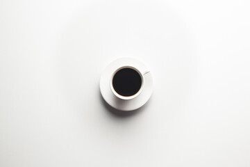 espresso coffee on a white background in a white cup. Isolated.