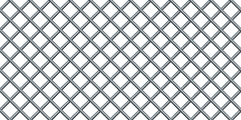 Vector illustration seamless grid from reinforced rebars on white background. Realistic seamless pattern construction reinforcement rebars. Endless stainless armature background. Building material.