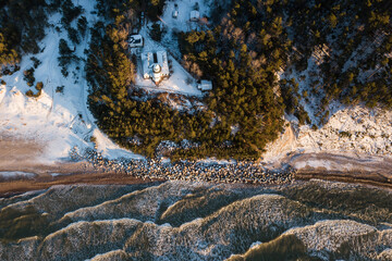 Uzava lighthouse captured from above. Uzava, Latvia.