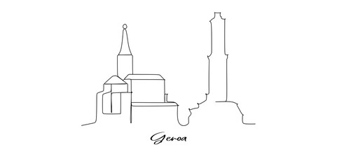 Genoa of Italy landmarks skyline - Continuous one line drawing