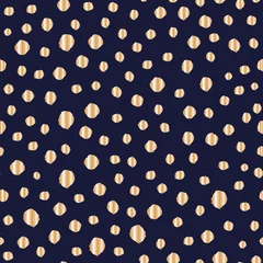 Fotobehang Donkerblauw Vector gouden stippen munten donkerblauw naadloos patroon