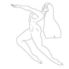 Woman body. Raster line illustration of a female. Raster woman for creating fashion prints, postcard, wedding invitations, banners, arrangement illustrations, books, covers.