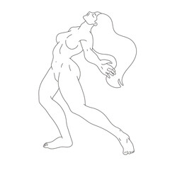 Woman body. Raster line illustration of a female. Raster woman for creating fashion prints, postcard, wedding invitations, banners, arrangement illustrations, books, covers.