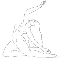 Woman body. Raster line illustration of a female. Raster woman for creating fashion prints, postcard, wedding invitations, banners, arrangement illustrations, books, covers.