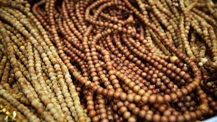 Various wooden buddhist prayer beads 