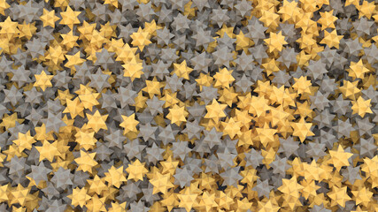Abstract digital background with heap of gray and yellow 3D stars