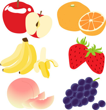 果物のシンプルなイラスト（カラー）