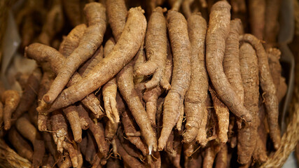Various grain herbal medicinal herbs in the traditional market