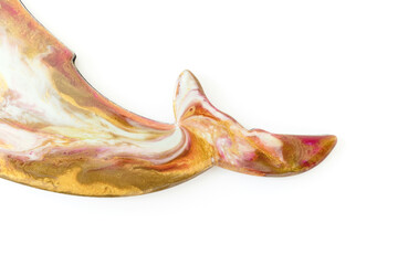Resin art whale isolated on white background. Flat lay