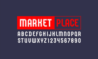 Original bright font, trendy modern alphabet, condensed letters and numbers,, vector illustration 10eps