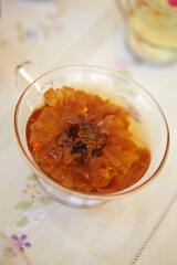 Variety of flower teas, hot tea drinks