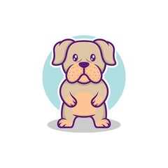 cute cartoon bulldog standing vector illustration