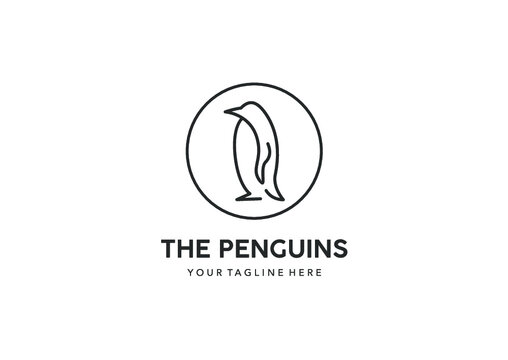 Penguins line art logo