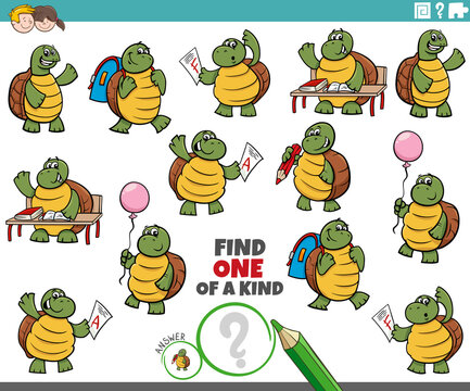 one of a kind game for children with cartoon turtles