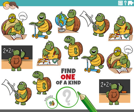 one of a kind game for children with comic turtles
