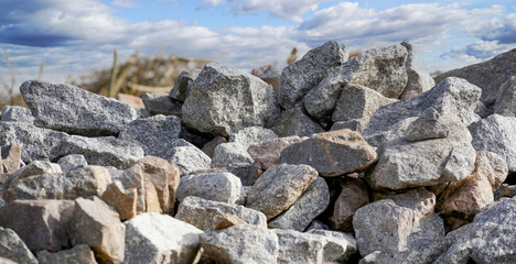 Granite is rich in quartz, mica and feldspar photographed in daylight in Bavaria