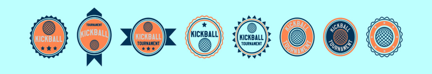 set of kickball cartoon icon design template with various models. vector illustration isolated on blue background