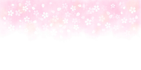 水彩風のピンクの桜　背景イラスト