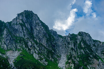 mountain peak landscape with clouds