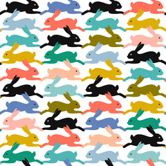 Hare seamless pattern, vector. Easter bunny. Wild nature. Rabbit. stock illustration. Easter Egg, Art, Pattern, Animal, Animal Egg
