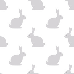 Hare seamless pattern, vector. Easter bunny. Wild nature. Rabbit. stock illustration. Animal, Animal Egg, Animal Markings, Animal Wildlife, April