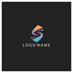 Letter s road logo illustration with vector design background